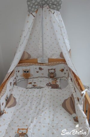 TAVASZI AKCIÓ! PIHETEX 4 részes BARNA BAGLYOS babaágynemű szett Készleten.