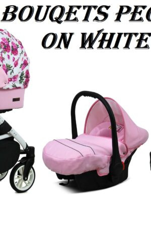 TAVASZI AKCIÓ!! MULTIFUNKCIÓS BABAKOCSI BABYLUX COLORLUX BOUQUETS PEONY ON WHITE, KÉSZLETEN, AZONNAL ELVIHETŐ!!