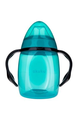 Akuku Tanulópohár szilikon itatócsőrrel, "trainer", türkiz (280 ml/db