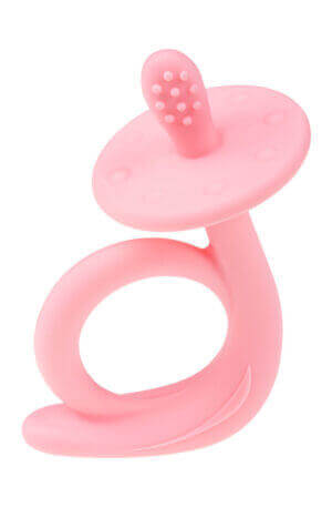 AKUKU Gyermek szilikon hűsítő rágóka Akuku Csiga rózsaszín