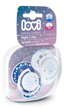 Lovi Dinamikus nyugtató cumi Night&Day Fiú Elefánt 3-6hó 2db KÉSZLETEN