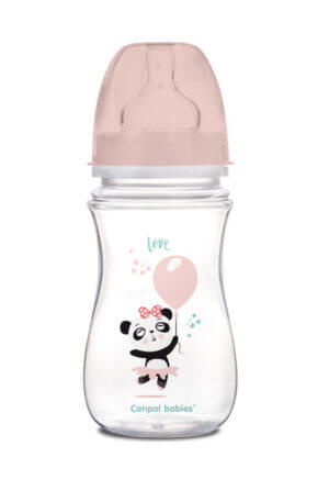 Canpol babies EasyStart antikólikás cumisüveg 240 ml 3hó+ Exotic Animals,pink Készleten