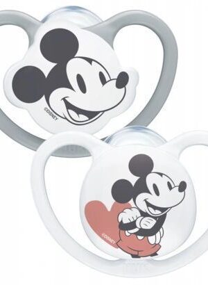 NUK Szimmetrikus cumi – Mickey, Minnie szürke/fehér, 6-18 m Készleten.