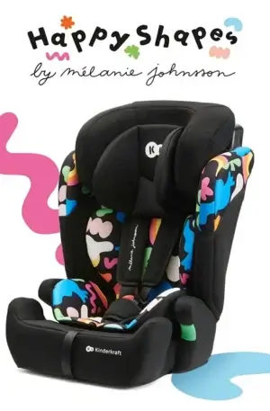 TAVASZI AKCIÓ! AUTÓSÜLÉS KINDERKRAFT COMFORT UP 2 happy-shapes, KÉSZLETEN, AZONNAL ELVIHETŐ!